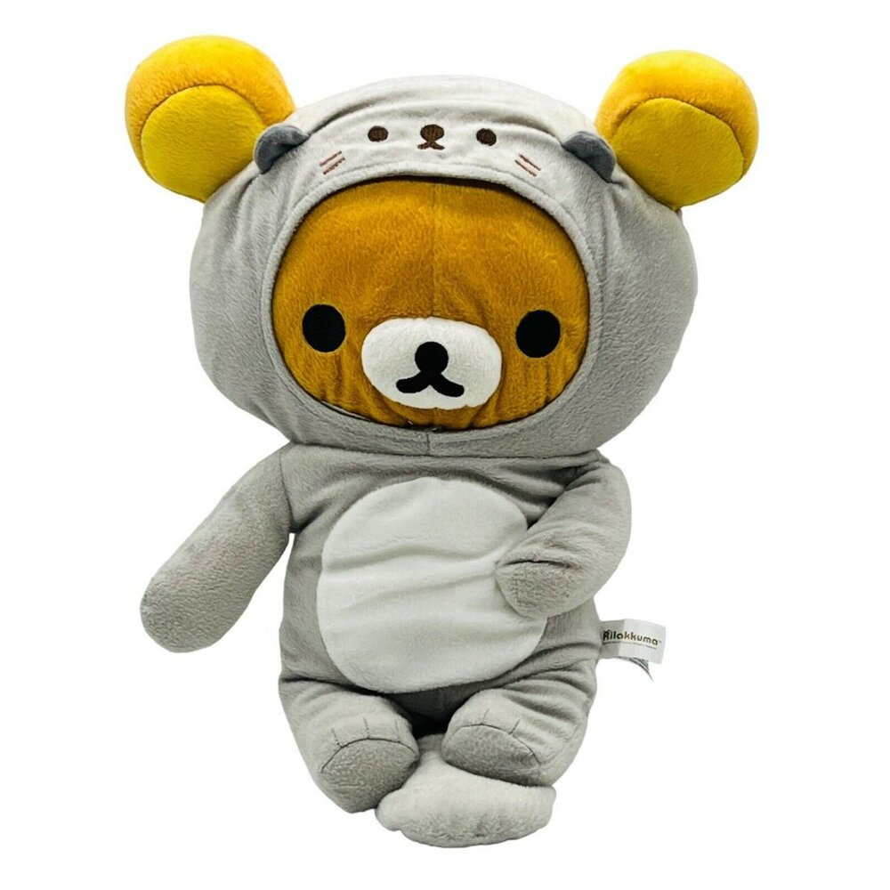 San X Rilakkuma‎ Gray Sea Otter Plush 16" Toreba Suit Stuffed Animal Kawaii 2018